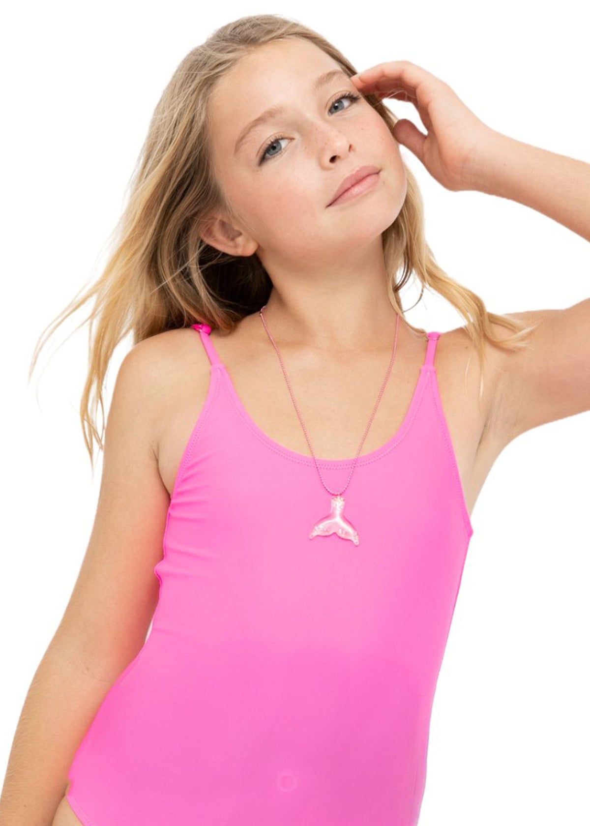 Neon Pink Adjustable Straps Swimsuit
