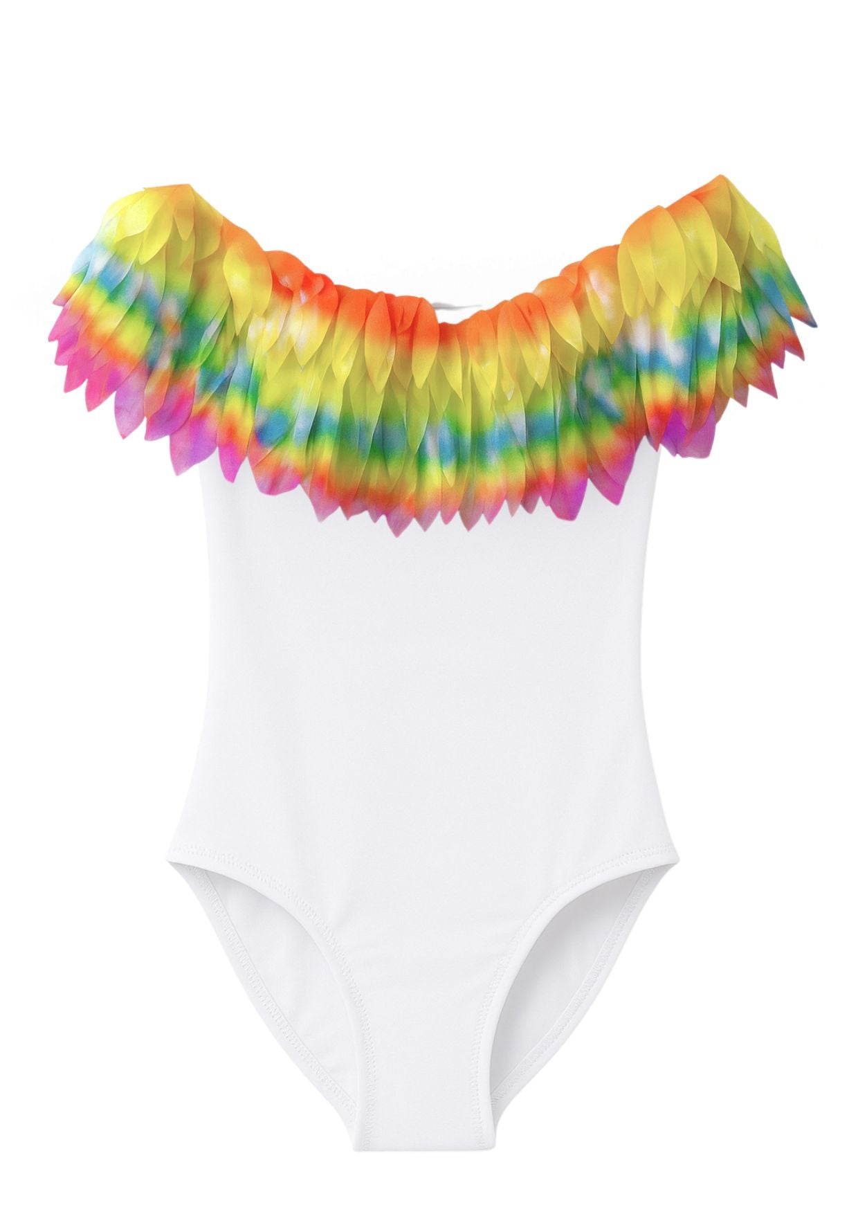 colorful petal white swimsuit for girls