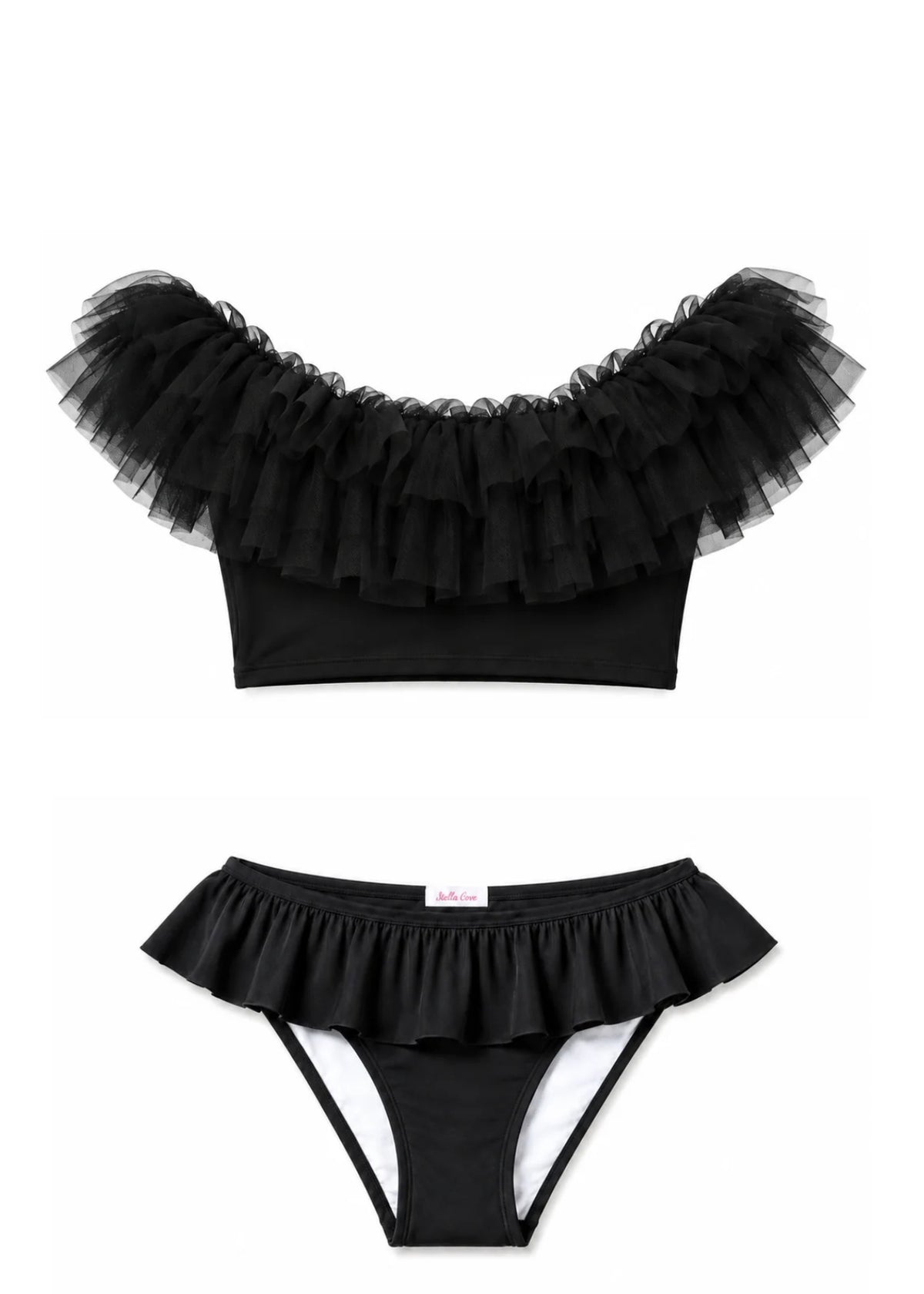 cute black tulle bikini for girls