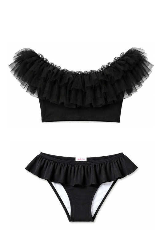 cute black tulle bikini for girls