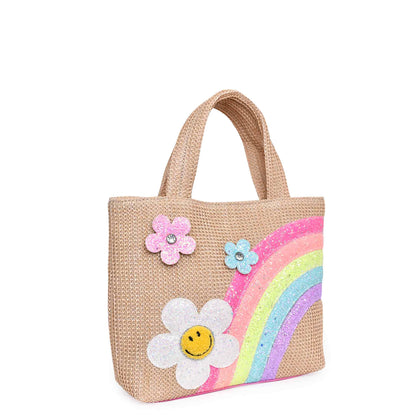 cute rainbow beach bag for girls