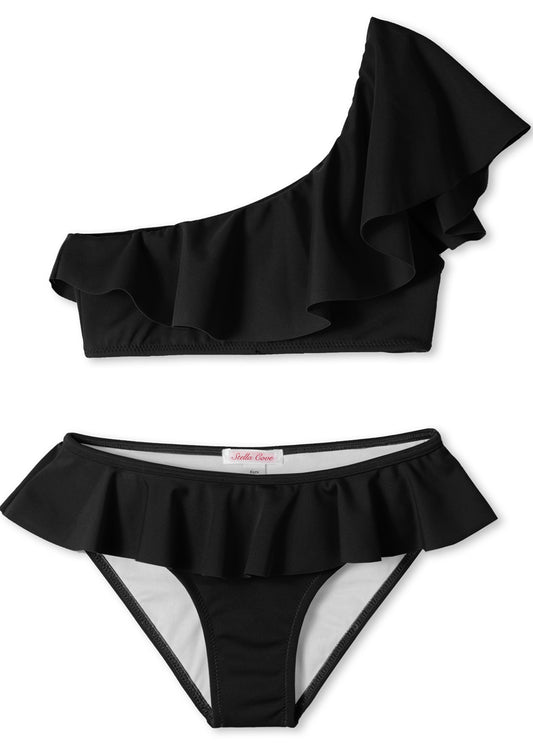 black ruffle bikini for girl