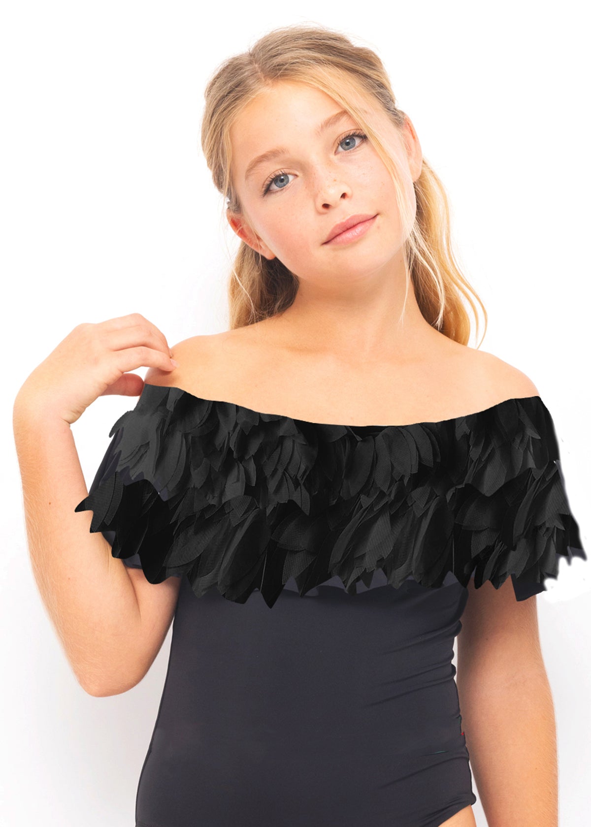 Black Swimsuit with Petals