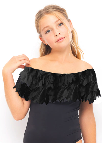 Black Swimsuit with Petals