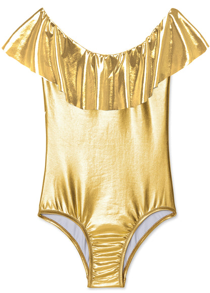beachwear for girls, swimwear for girls, gold bathing suit for girls