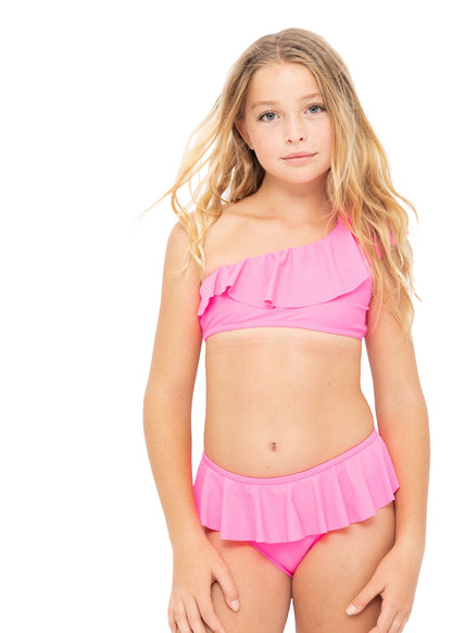 neon pink bikini for girls, neon pink swimwear for girls, pink bikini for girls