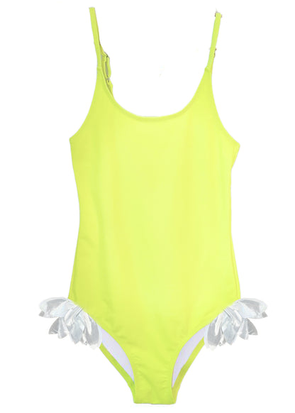 beachwear for girls, neon yellow swimsuit for girls