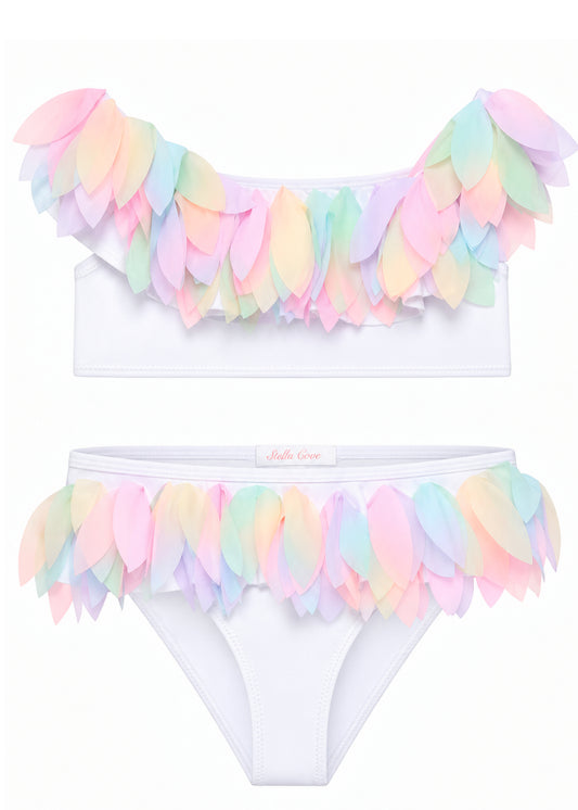 pastel rainbow petals bikini for girls