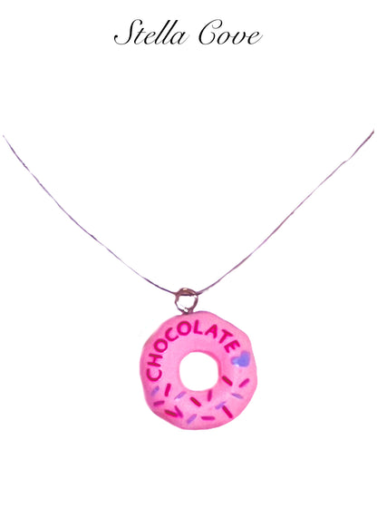 Pink Donut Charm Necklace