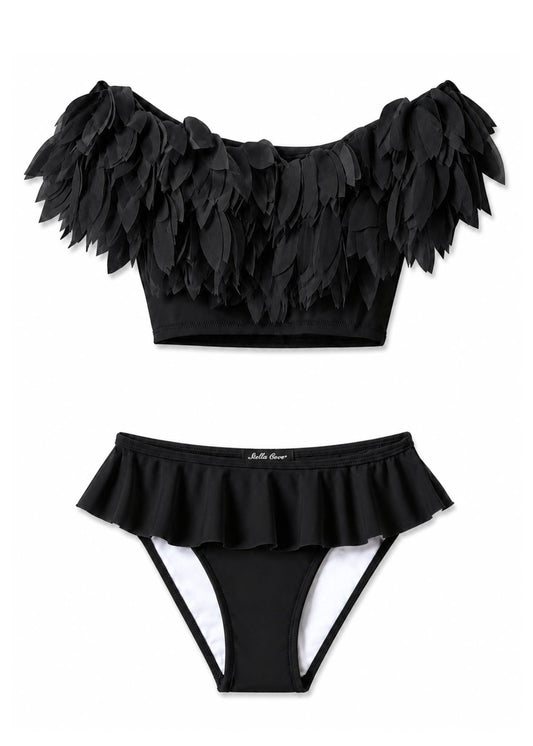 pretty petal black bikini for girls