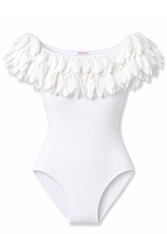 pretty petal white bathing suit for women