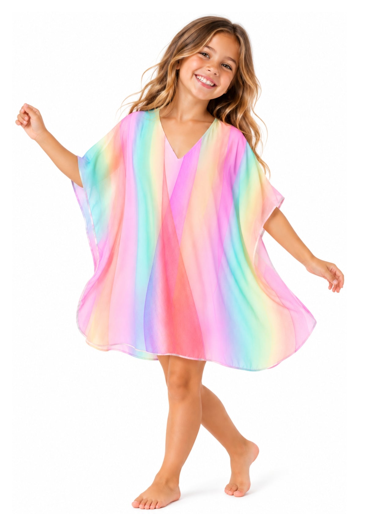 pretty rainbow color cover up for girls