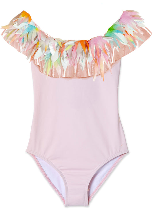 Rose Gold Pink Swimsuit with Mixed Petals