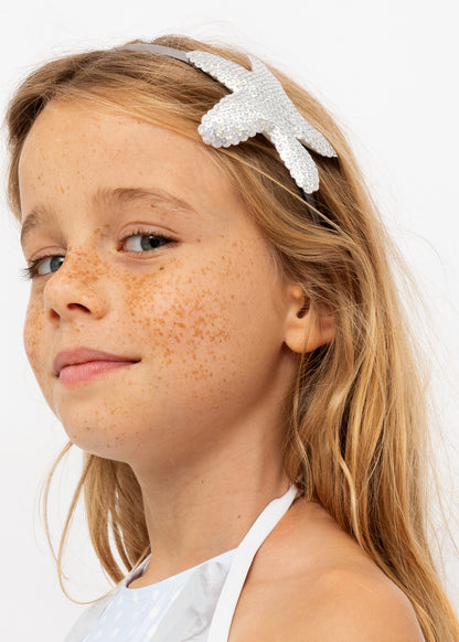 silver starfish headband for girls