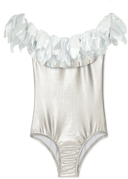 silver swimsuit for girls, unique silver color bathing suti for girls