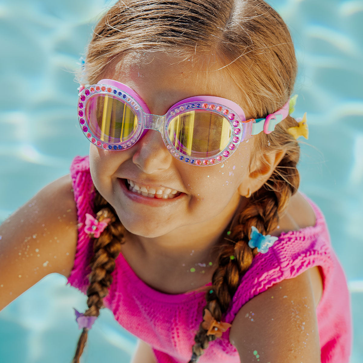 sparkling swimming goggles for girl