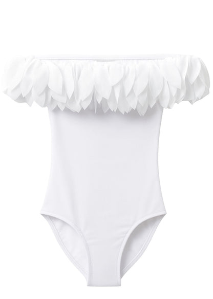white petal bathing suit for girls