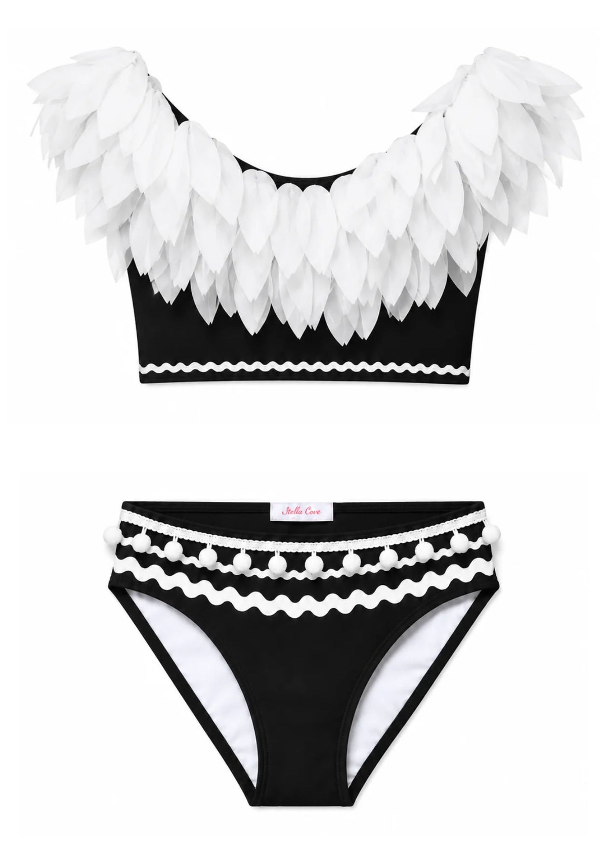 white petals black bikini for girls