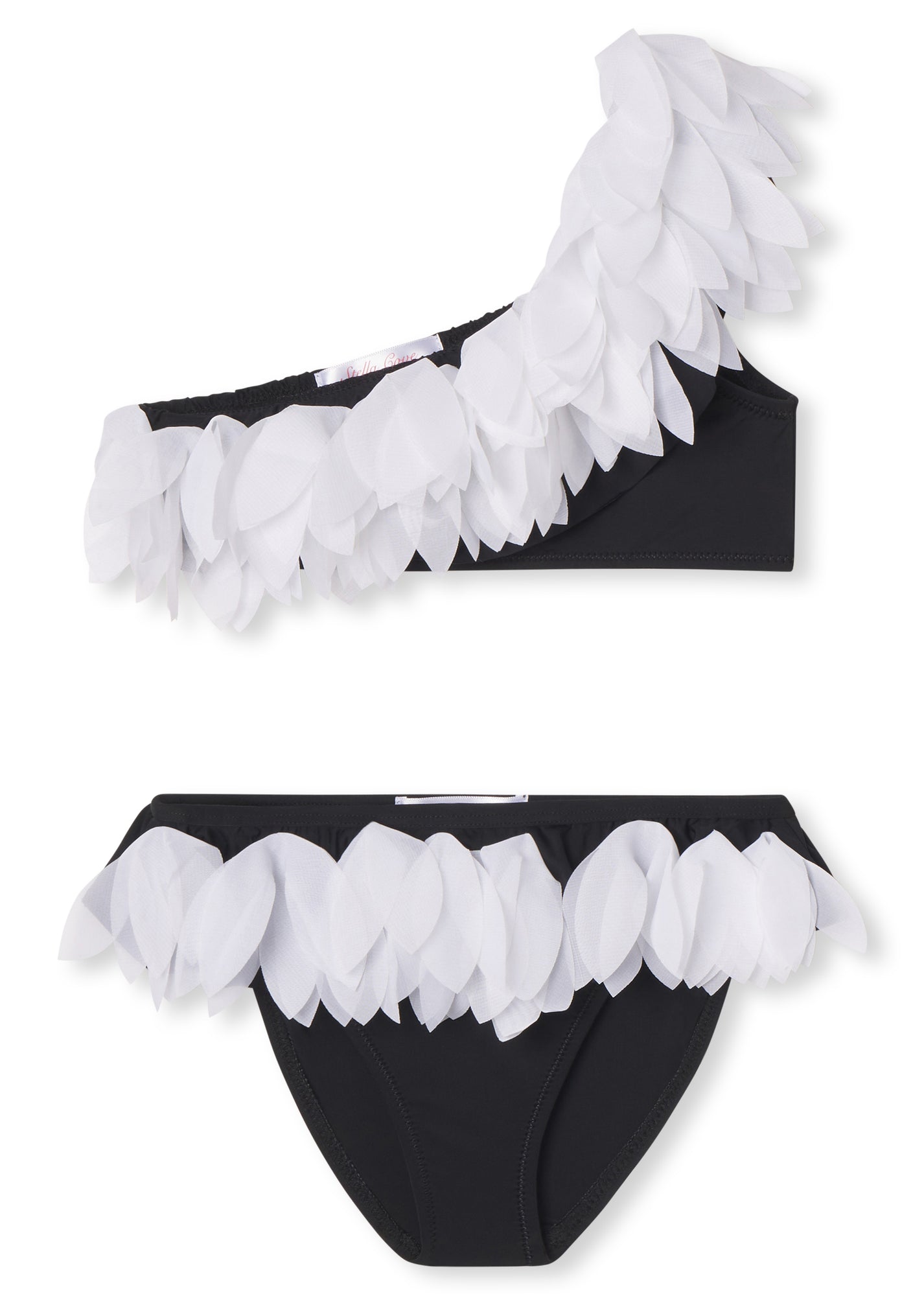 Black One Shoulder Bikini with Petals – Stella Cove